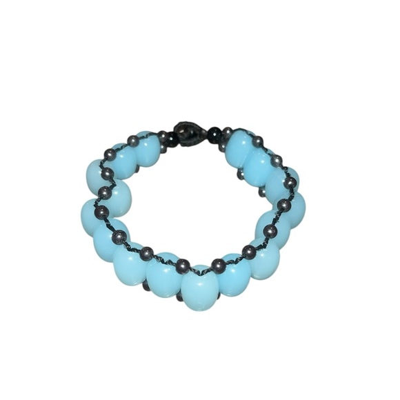 Handmade Chic Beaded Bracelet in Blue and Black - Picture 1 of 4